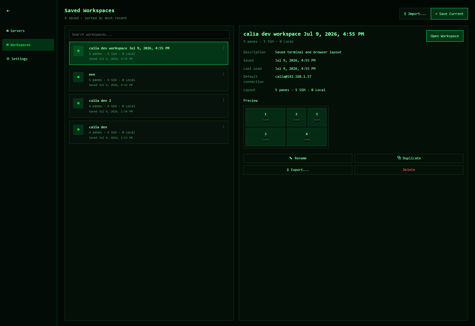 Workspace manager